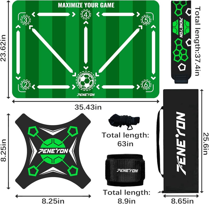 peneyon Soccer Training Mat with Adjustable Soccer Trainer - Non-Slip Soccer Training Equipment for Kids Youth to Boost Speed, Strength & Coordination | Soccer Trainer for Indoor/Outdoor Drills - Image 4